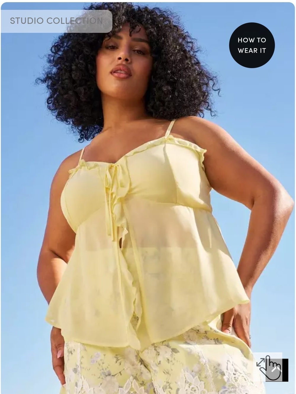 Torrid Studio Collection Yellow Ruffle-Trim Camisole - Picture 4 of 4